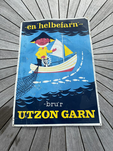 Reklameskilt for fiskegarn