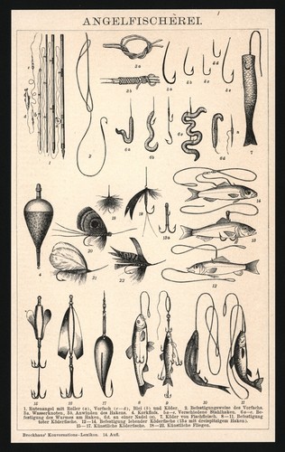 Druck anno 1896 angeln - angeln, rute